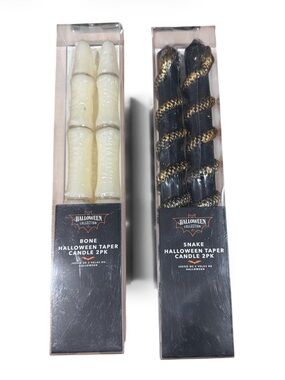 Halloween Snake & Bone Taper Candle 2-Pack - Black & Cream